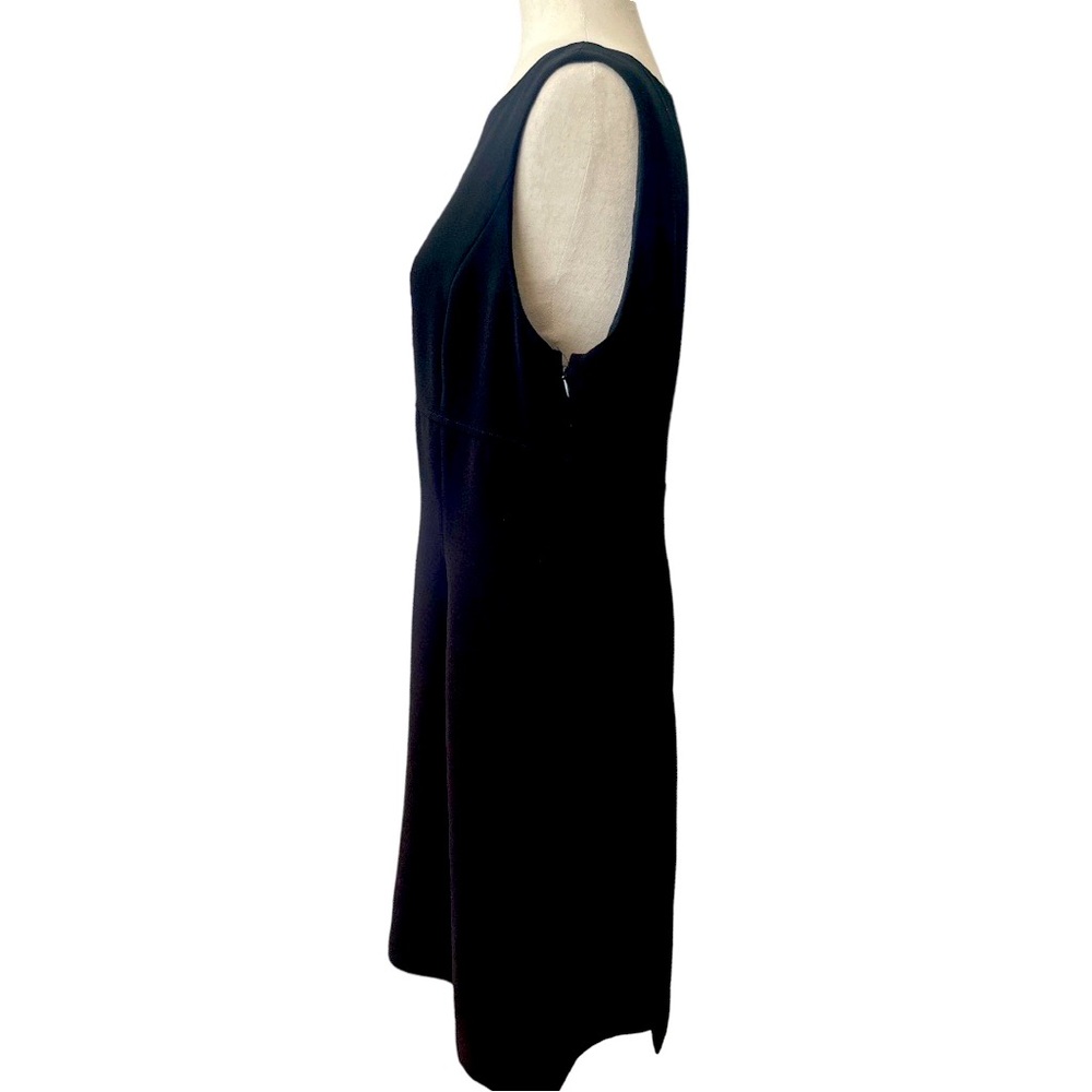 Tahari Black Classic Crepe Sleeveless Dress Back Slits 10 - Picture 3 of 9